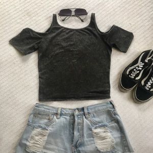 Urban Outfitters Gray Cutout Top